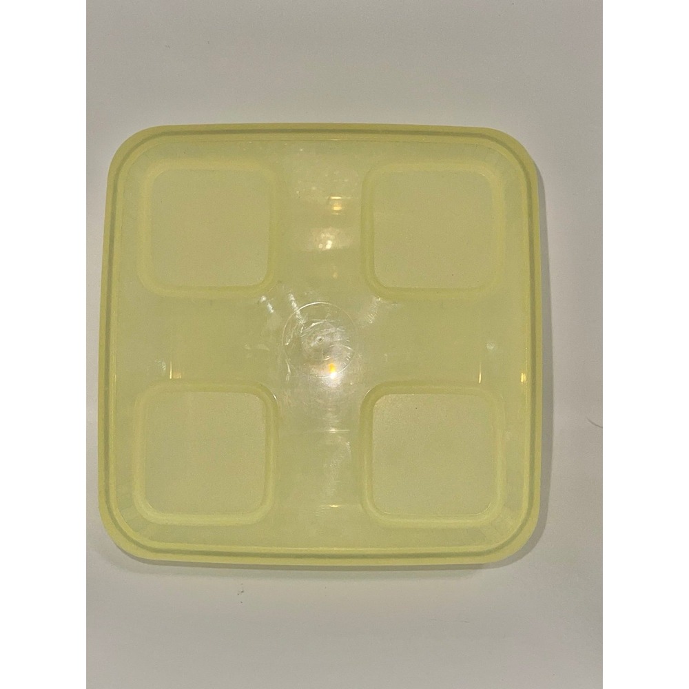 Tupperware #3151 Clear Mates Square Stackable Storage Container Yellow Lid